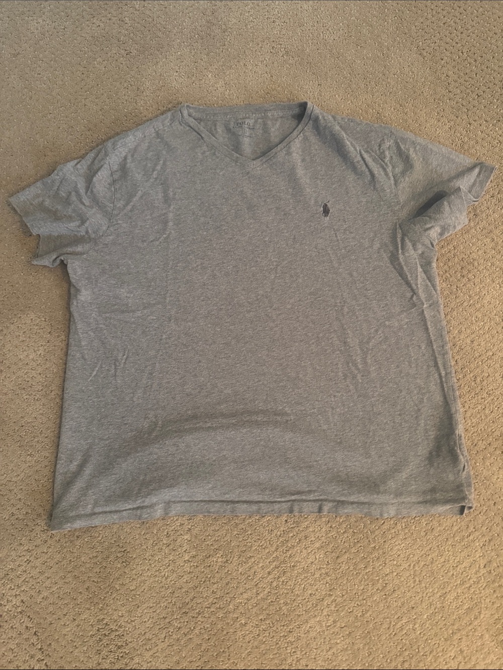 Polo by Ralph Lauren Gray V-Neck Tee with Embroidered Pony